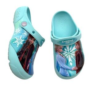 Crocs Kids Fun Lab Disney Frozen II Ice Blue Slip-on Clogs Size J2